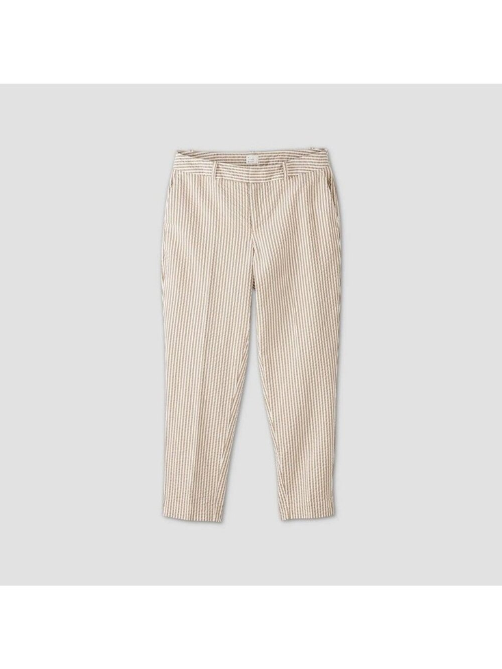 A New Day Womens Striped Cropped Pants Beige & White Size 4